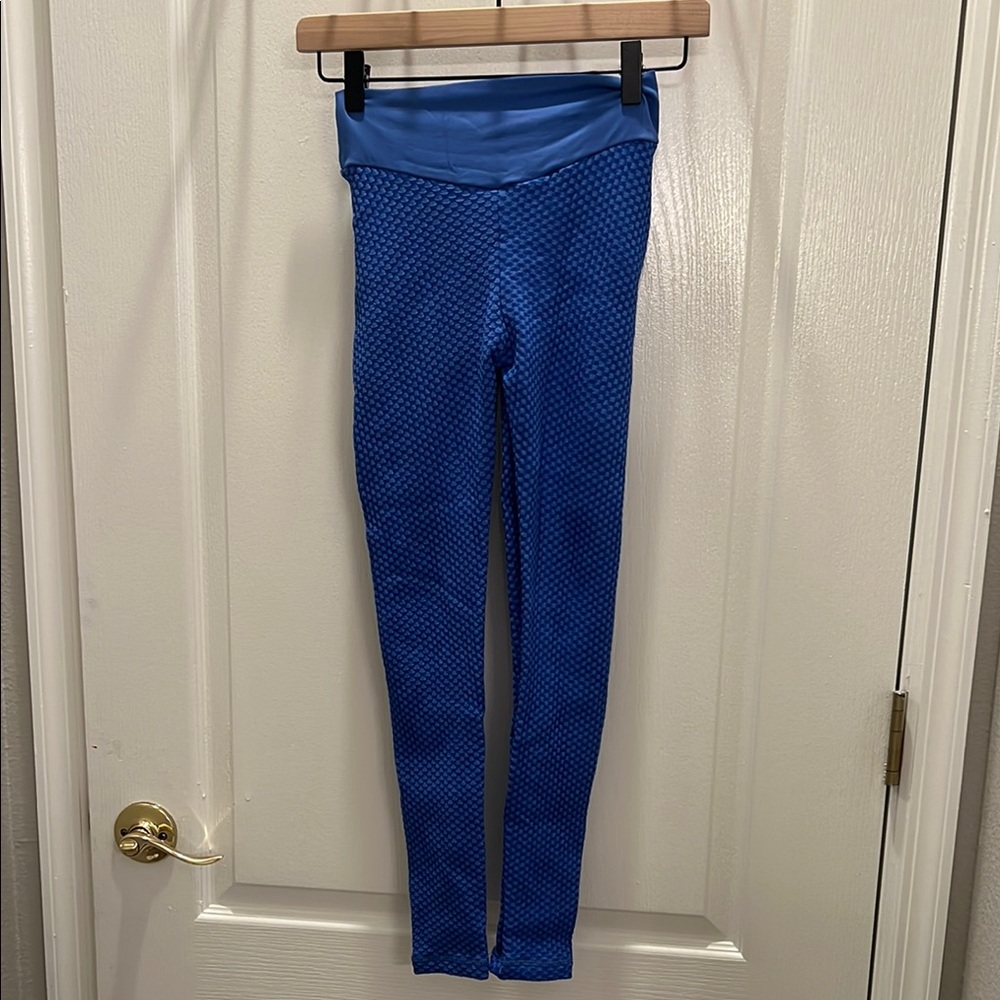 Vibrant Blue Honeycomb Leggings